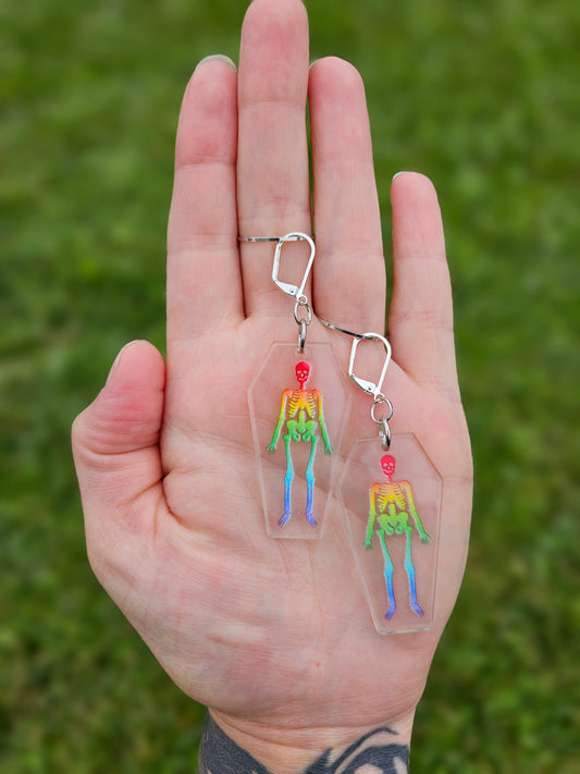 Rainbow Skeleton Earrings