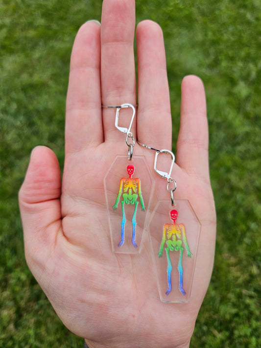 Rainbow Skeleton Earrings