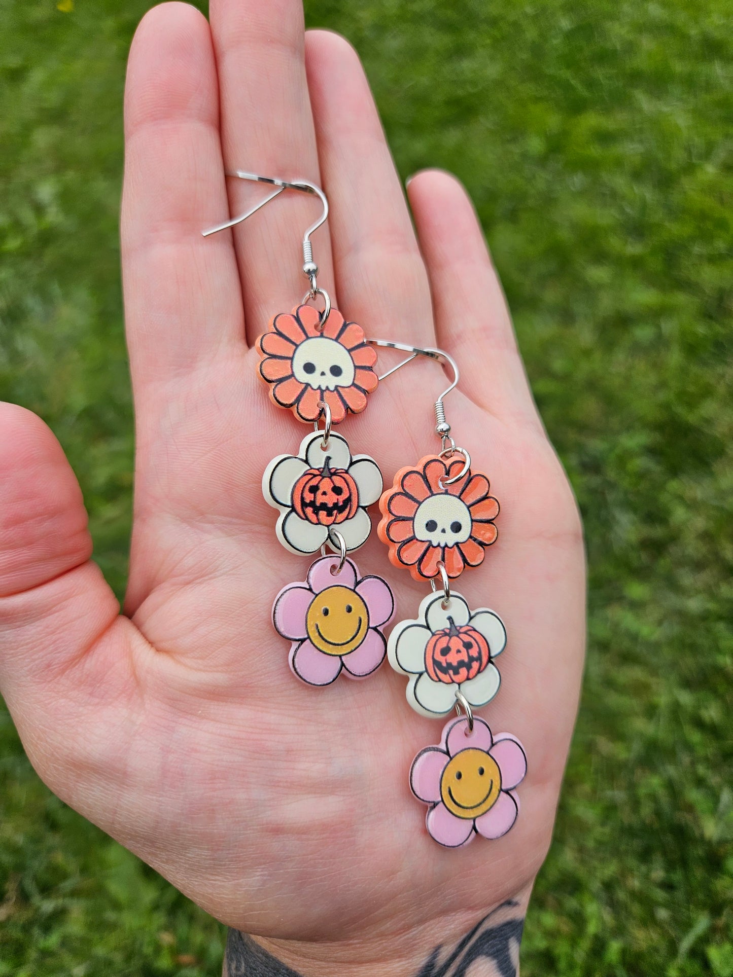 Vintage Spooky Floral Earrings