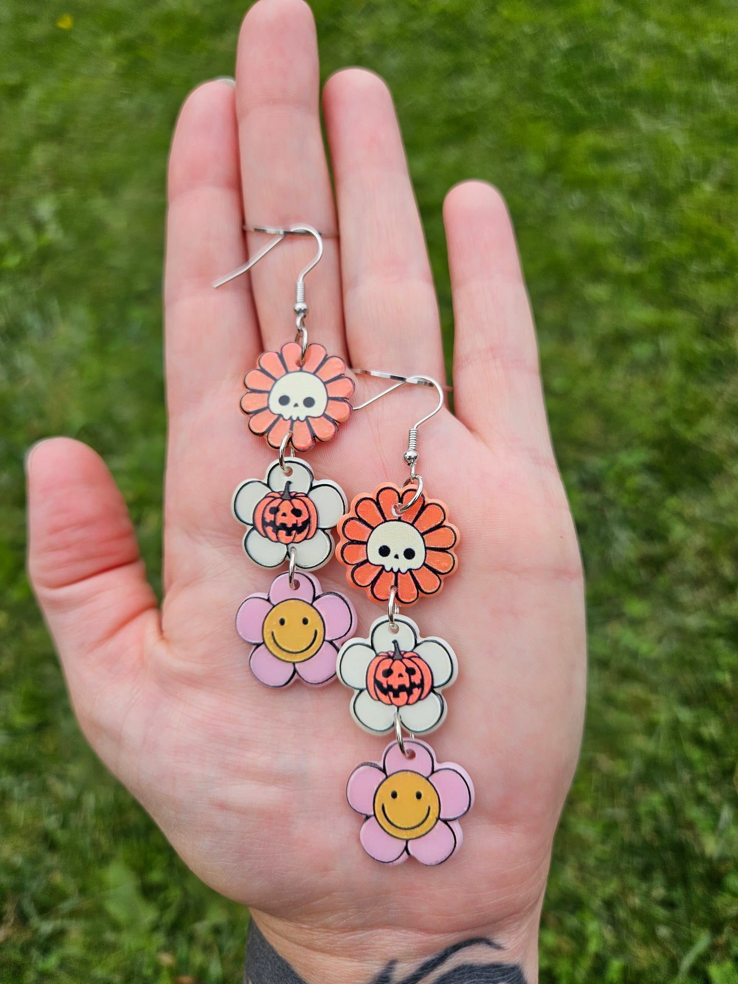 Vintage Spooky Floral Earrings