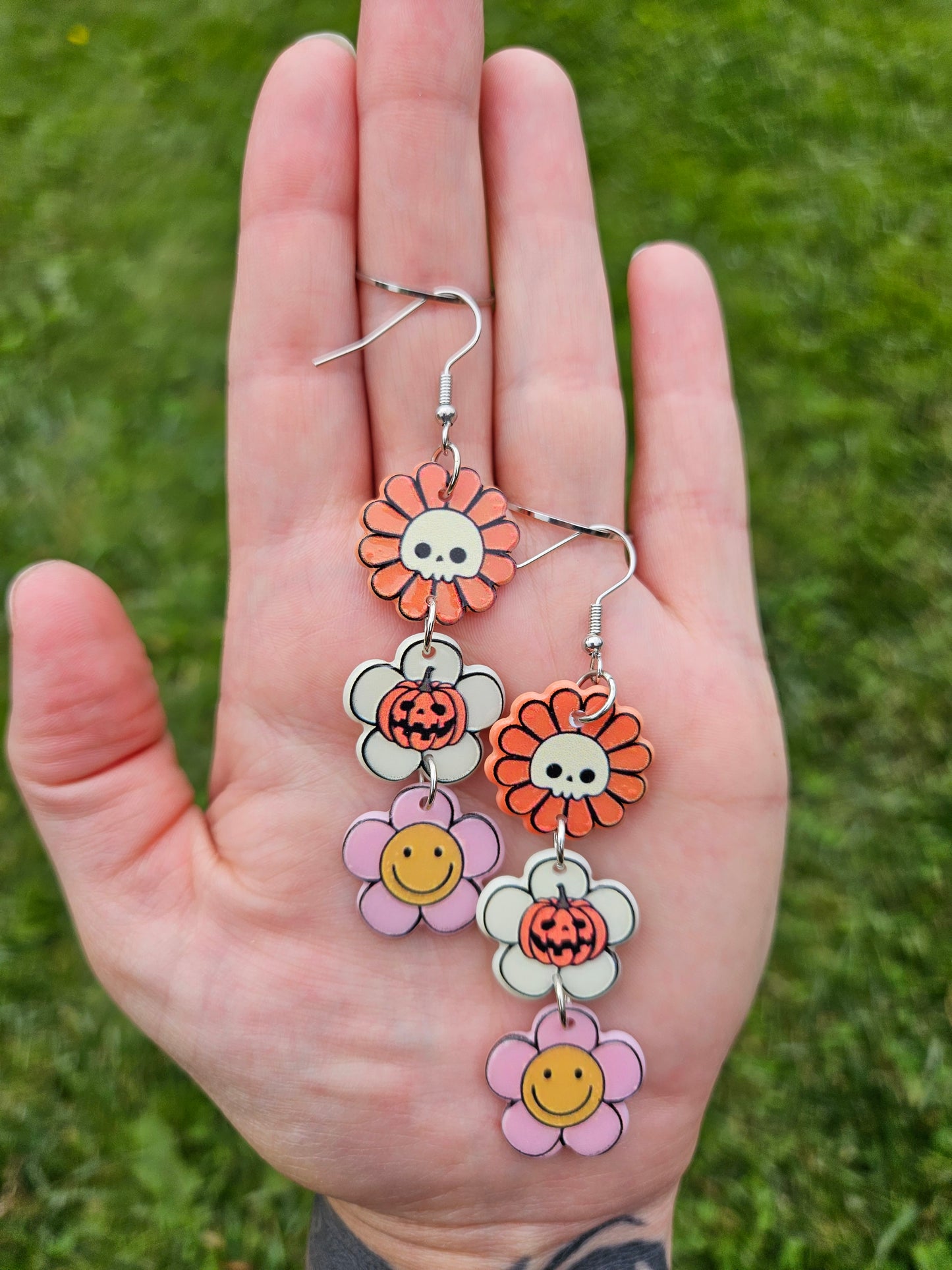 Vintage Spooky Floral Earrings