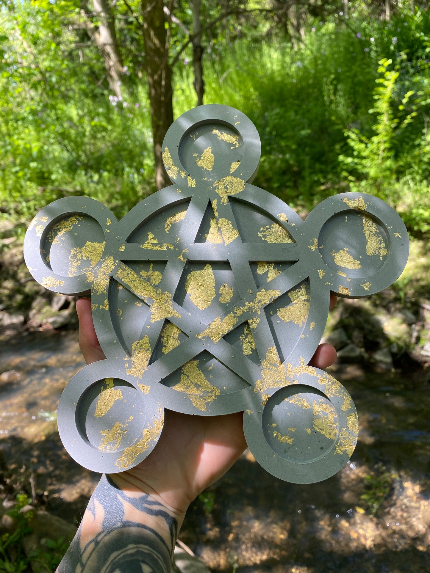 Pentacle Candle Holder- Gold