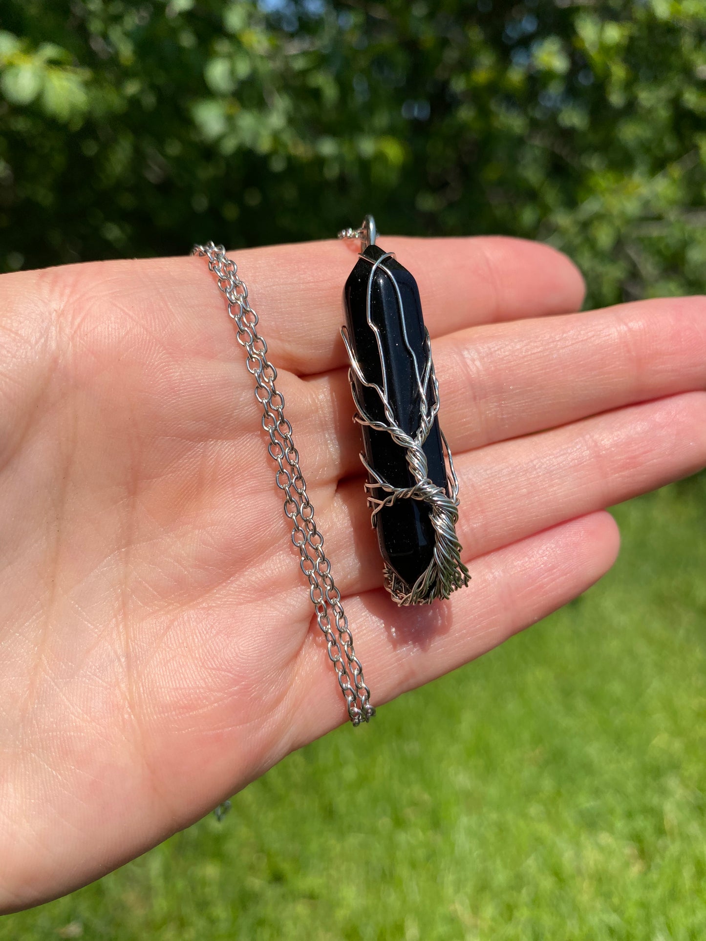 Black Obsidian Wrapped Necklace