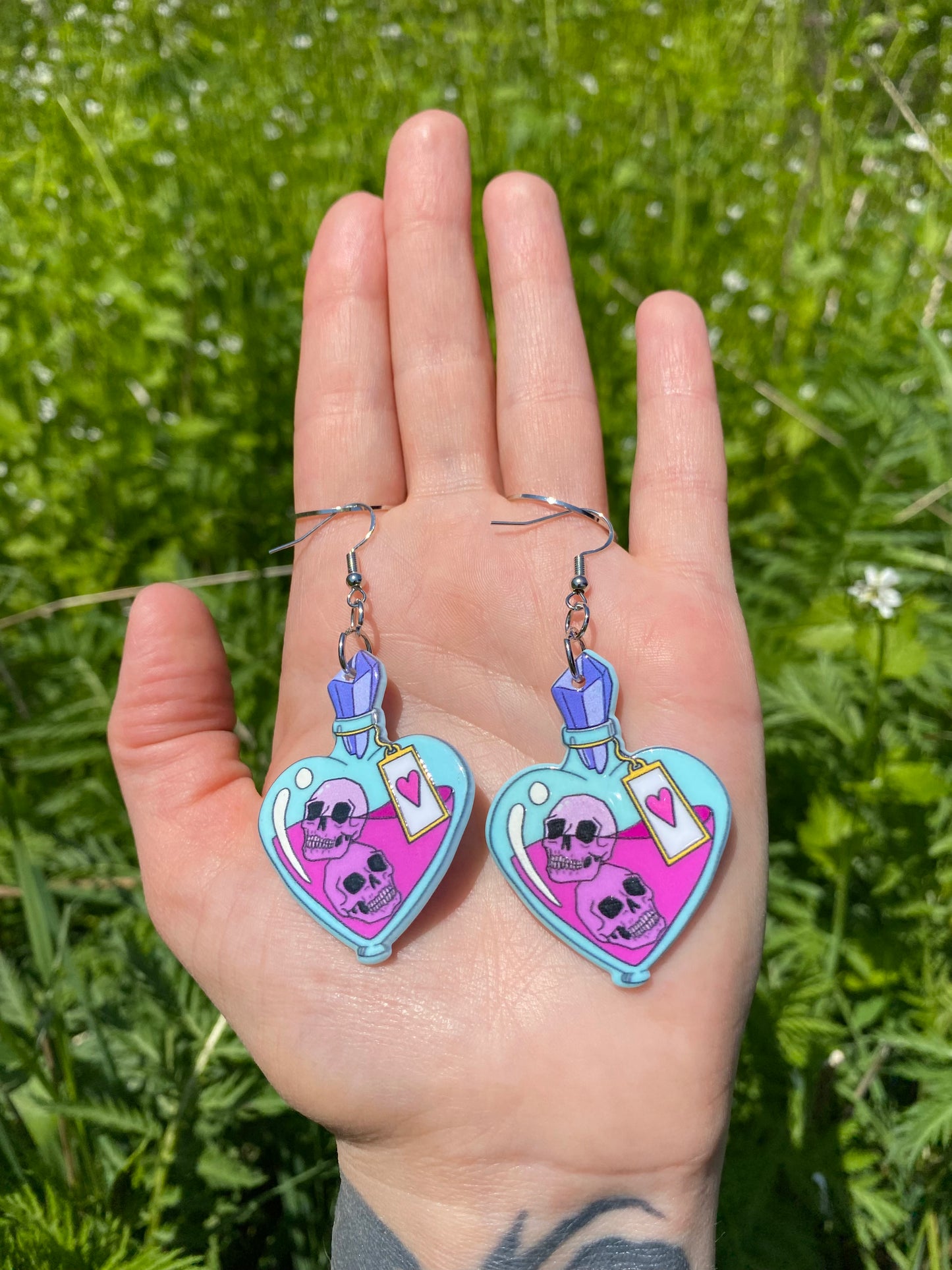 Skull Potion Bottle Earrings