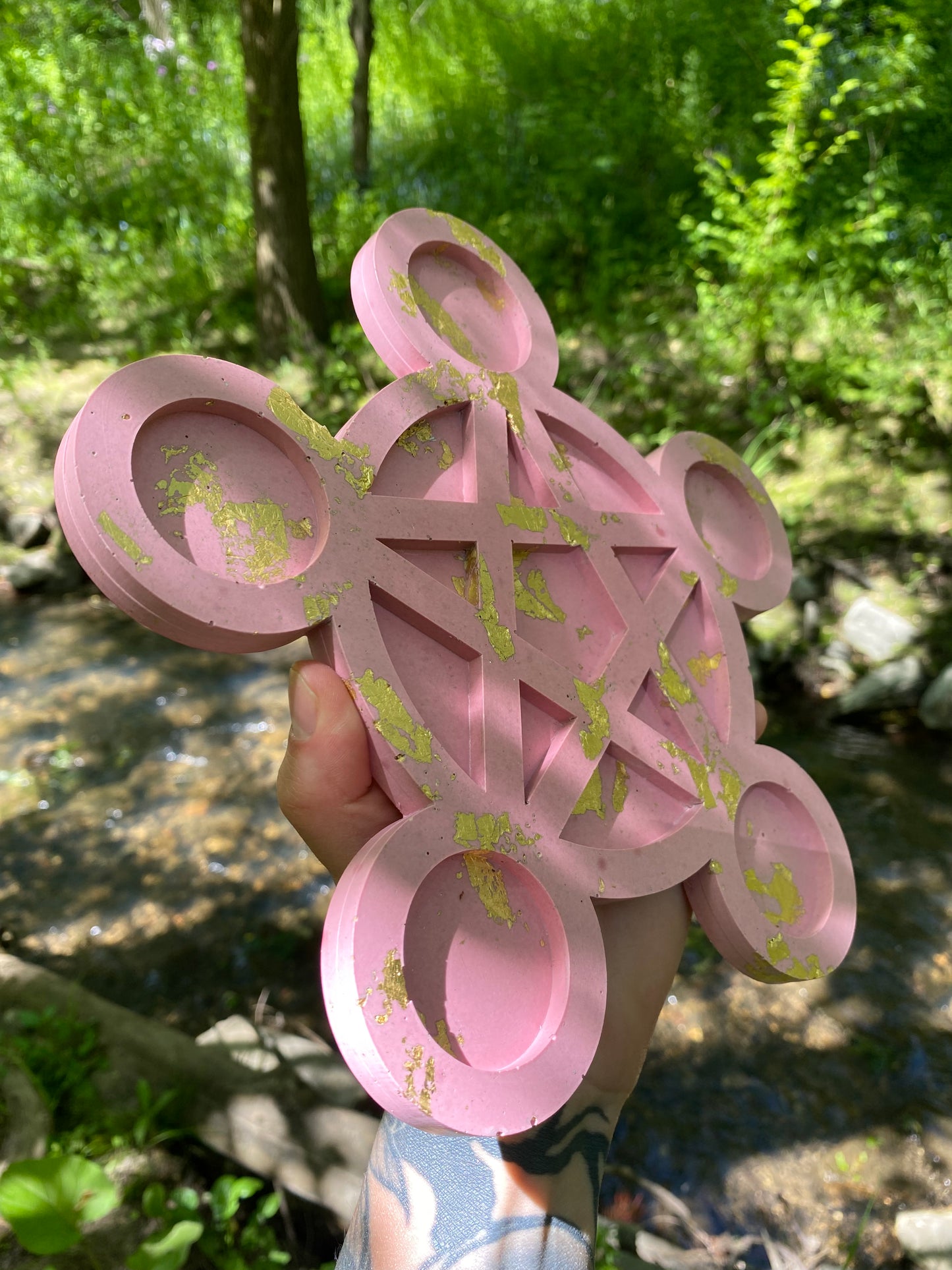 Pentacle Candle Holder - Coral