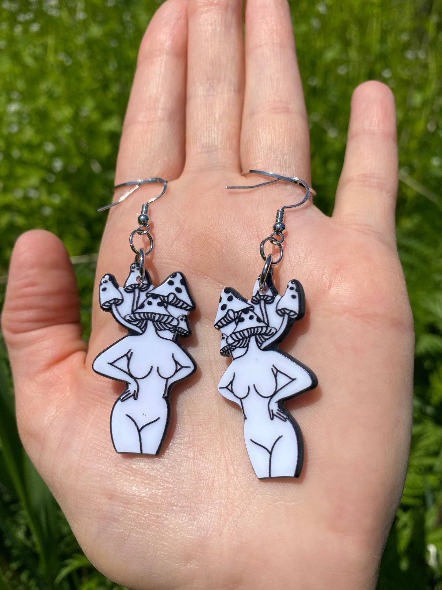 Outlined Mushroom Goddess Earrings