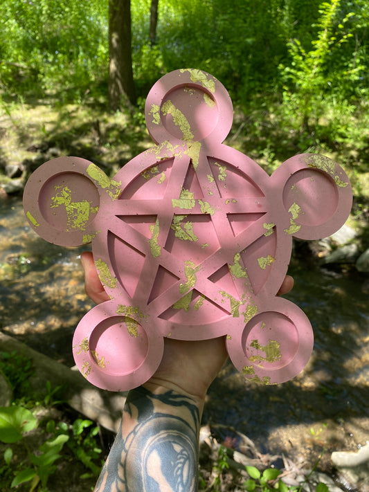 Pentacle Candle Holder - Coral