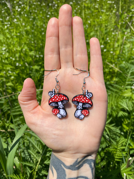 Poisonous Mushroom Earrings