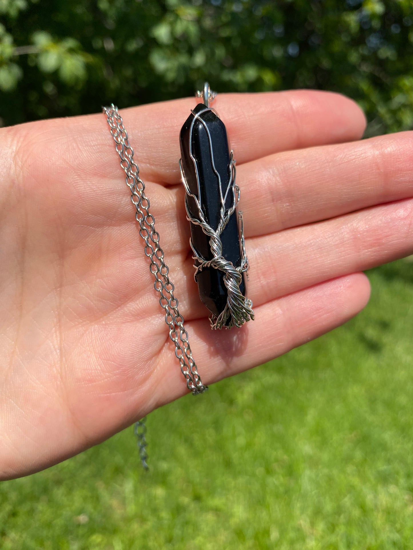 Black Obsidian Wrapped Necklace