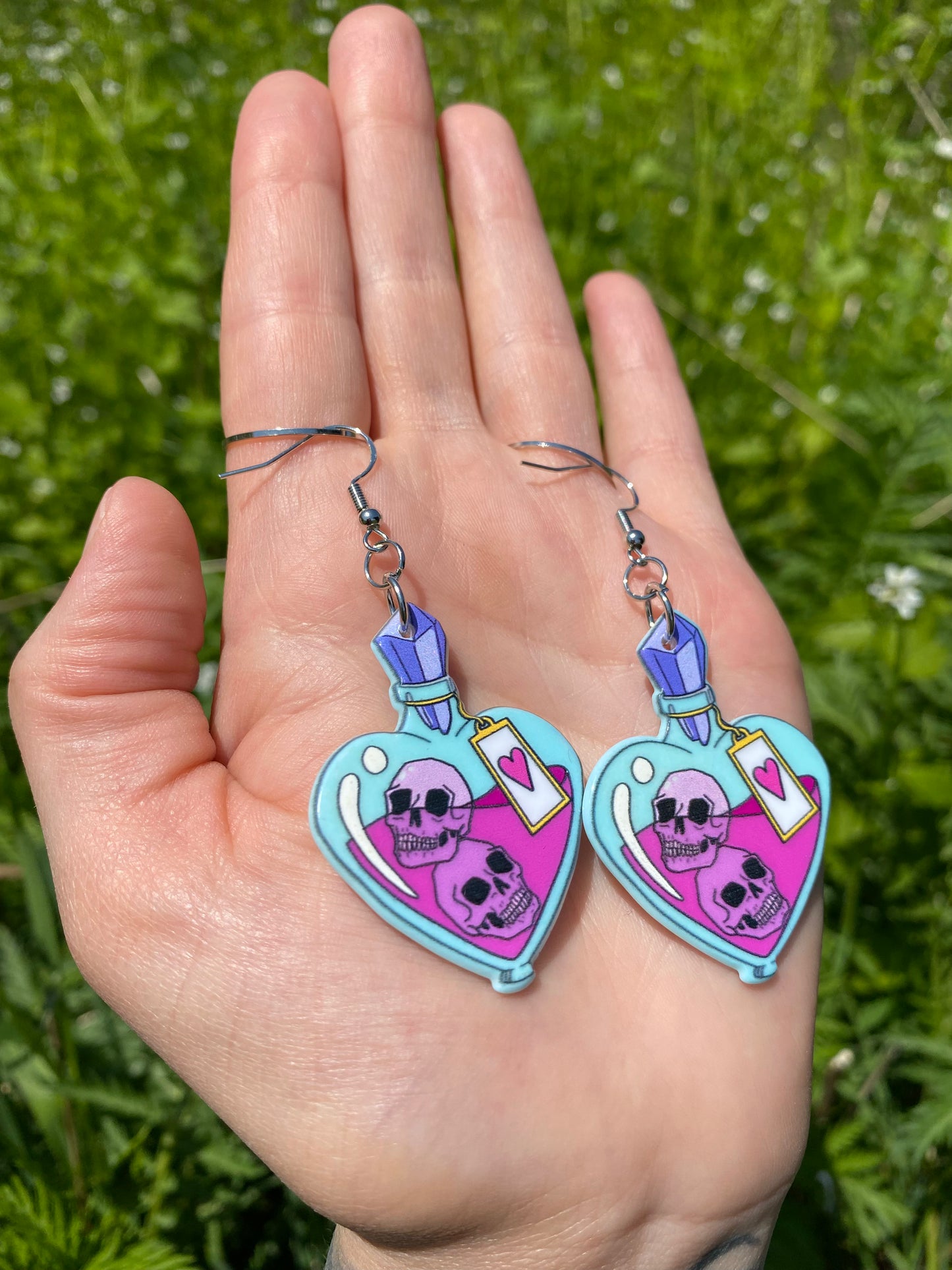 Skull Potion Bottle Earrings