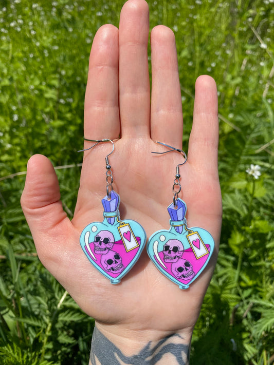 Skull Potion Bottle Earrings