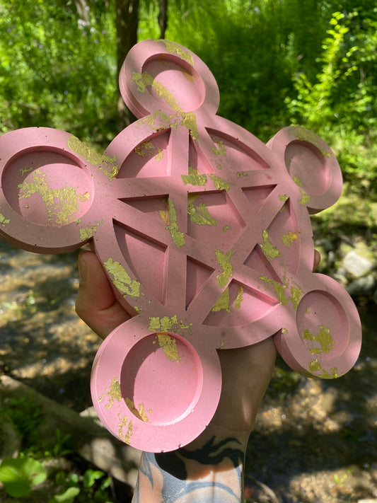 Pentacle Candle Holder - Coral