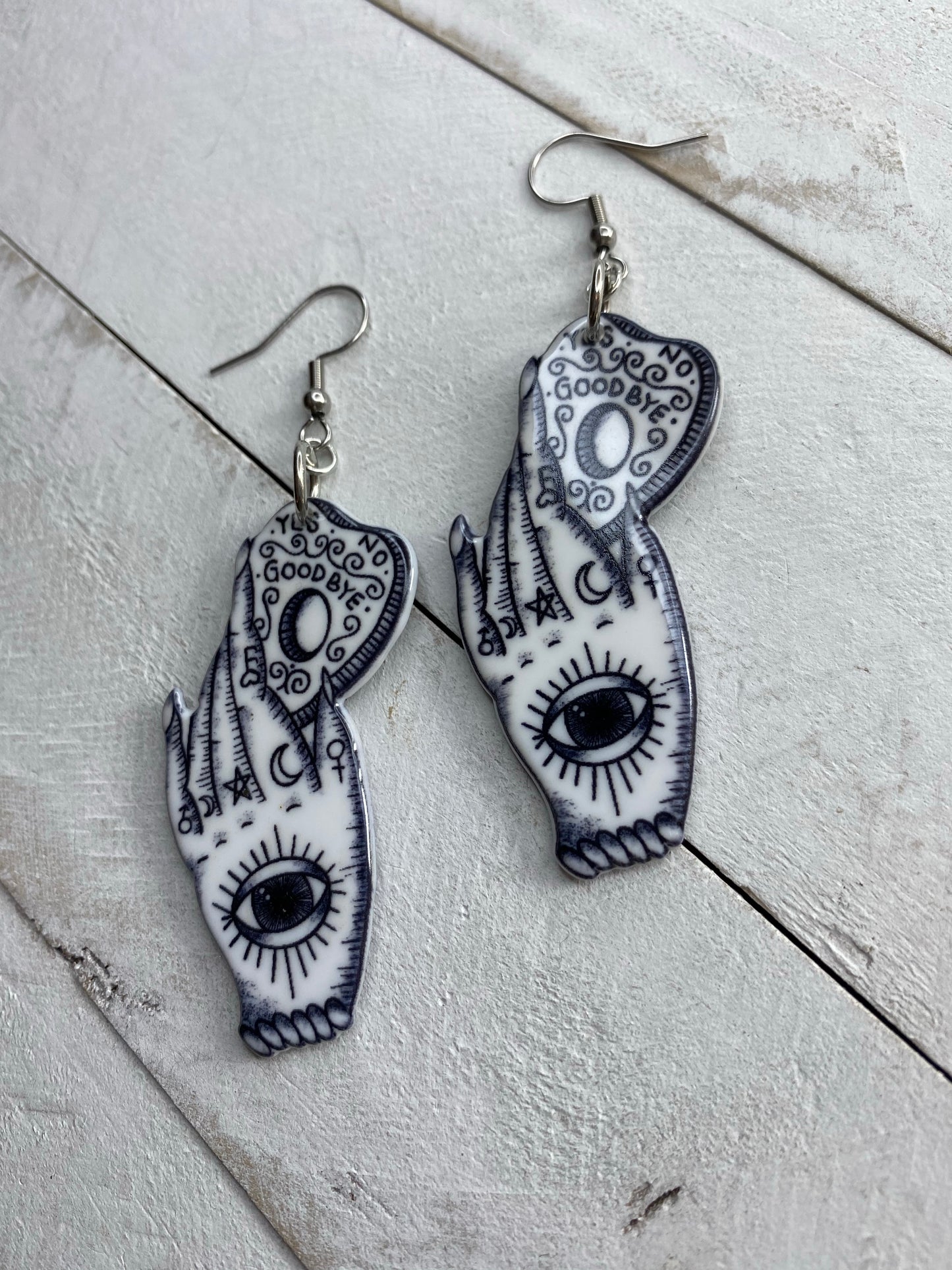 Witchy Hand Earrings - white