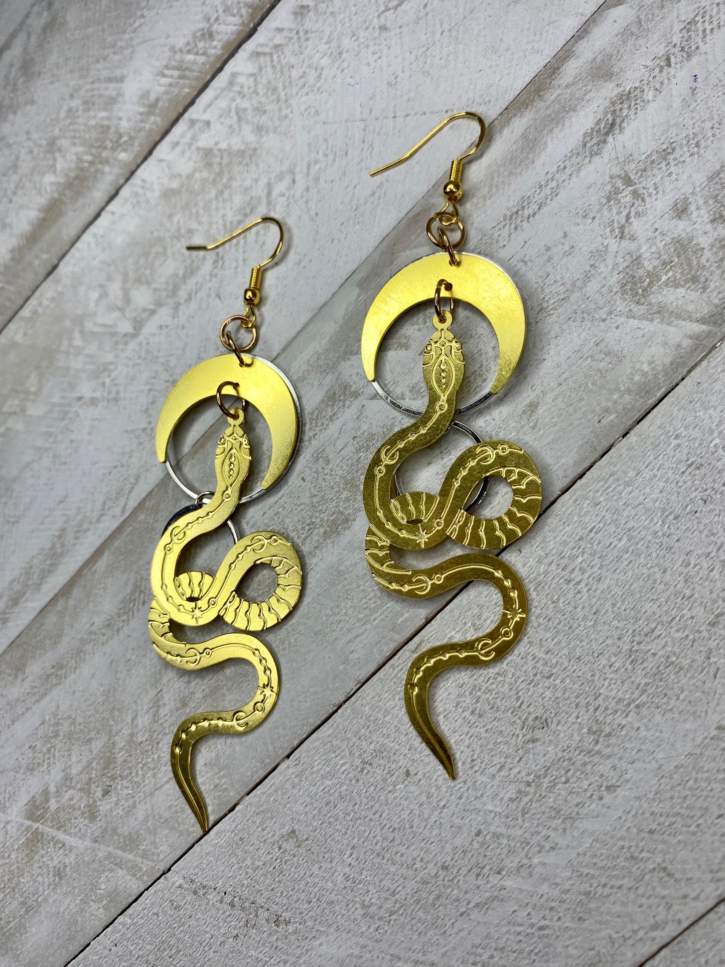 Golden Snake Goddess Earrings