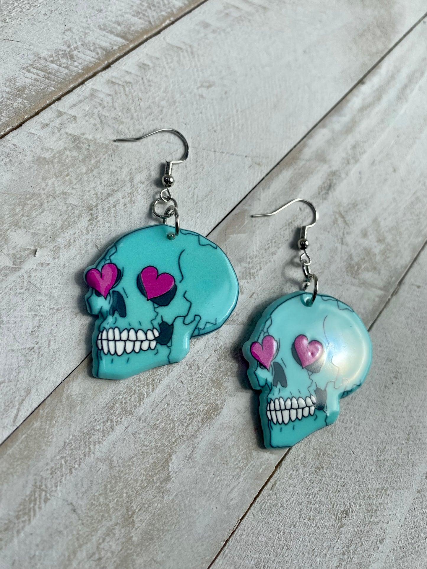 Heart Eye Skull Earrings