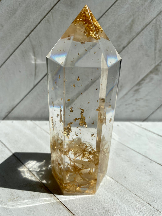 Golden Floral Crystal Tower