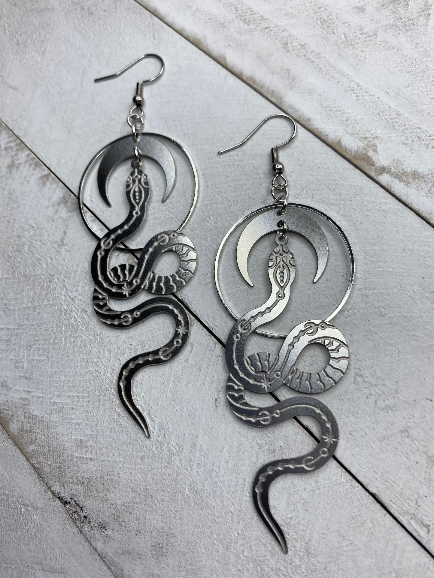 Silver Snake Goddess Earrings