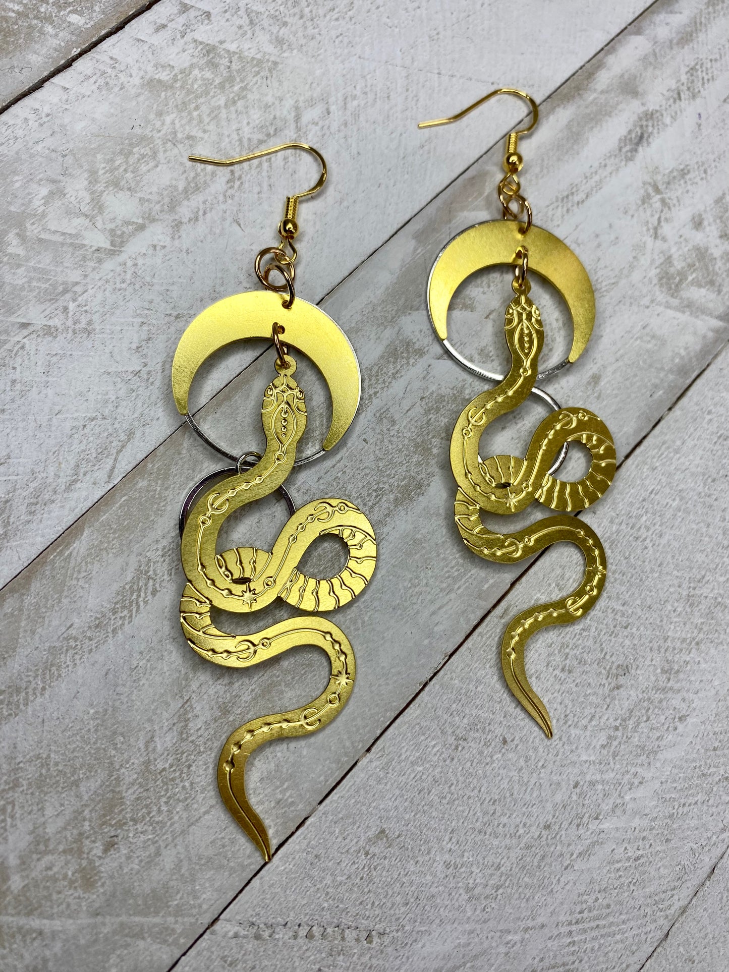 Golden Snake Goddess Earrings