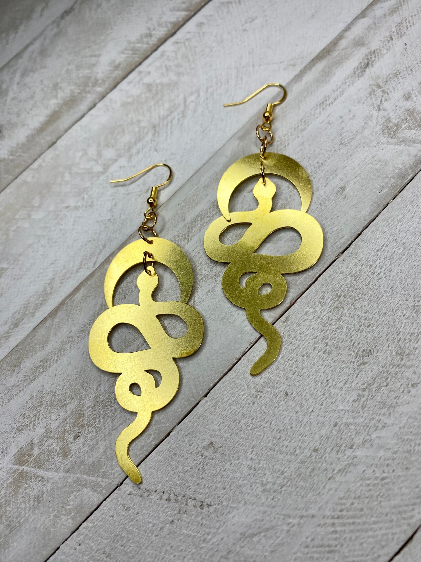 Gold Snake Goddess Earrings