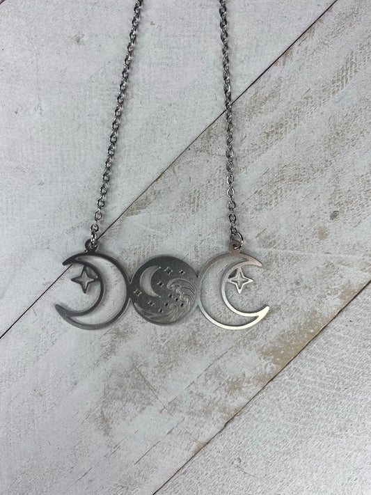 Reversible Triple Moon Necklace