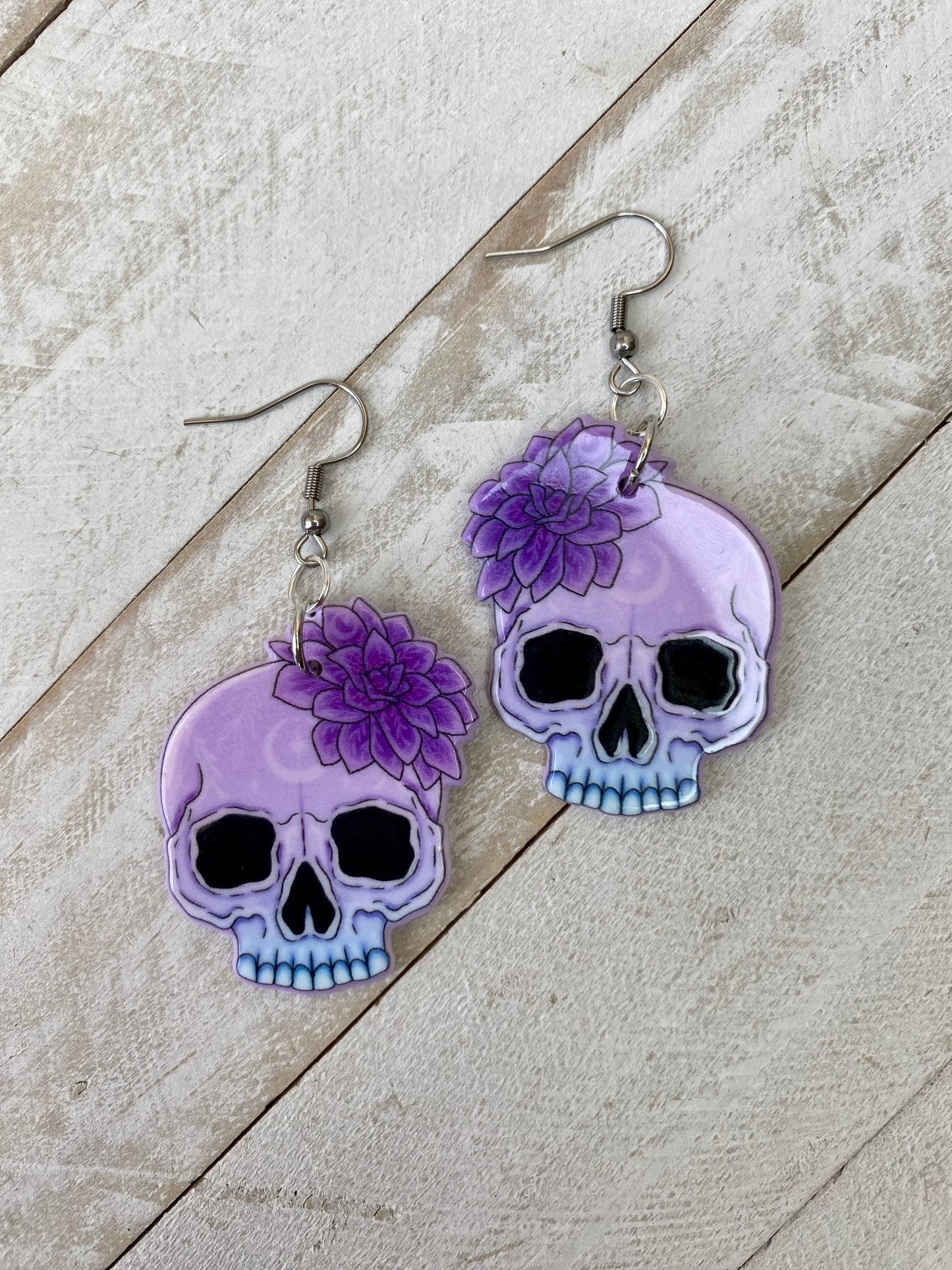 Succulent Skull Earrings