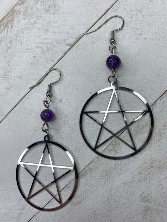 Amethyst Pentacle Earrings