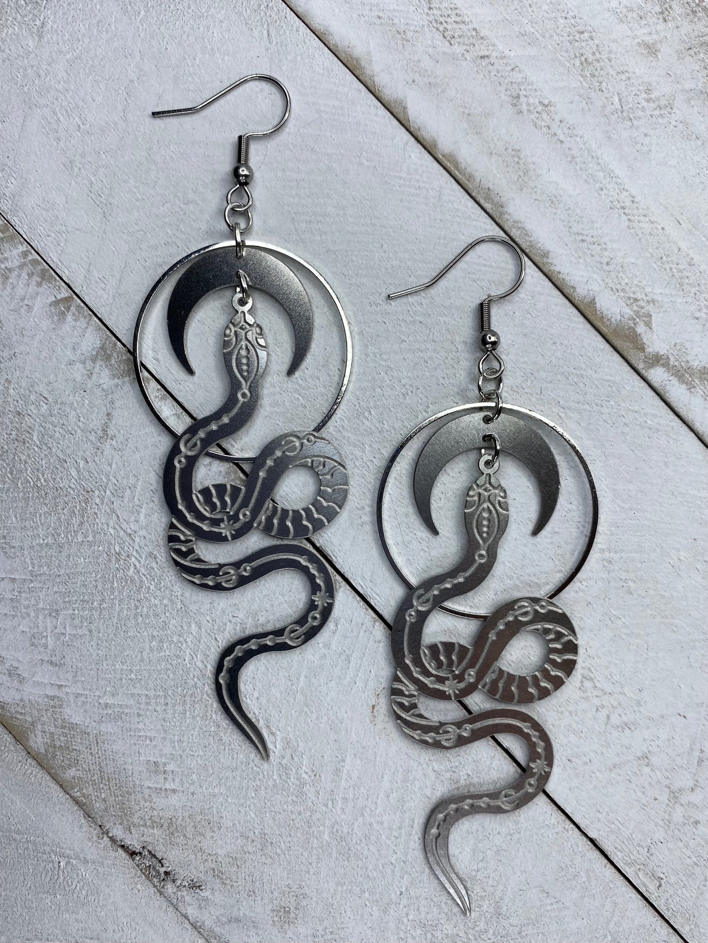 Silver Snake Goddess Earrings