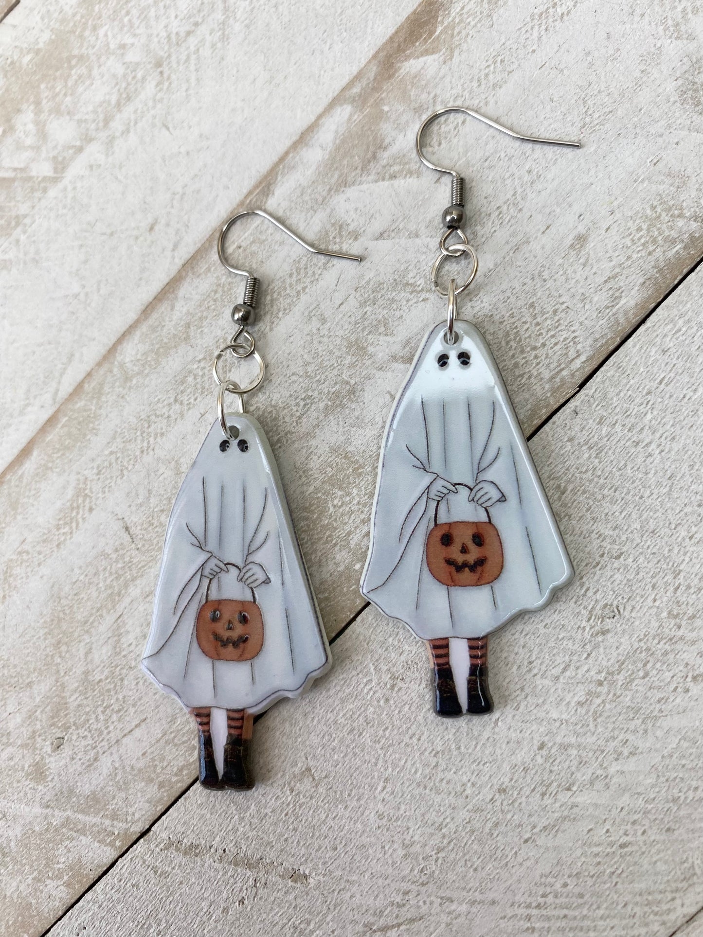 Pumpkin Ghost Earring