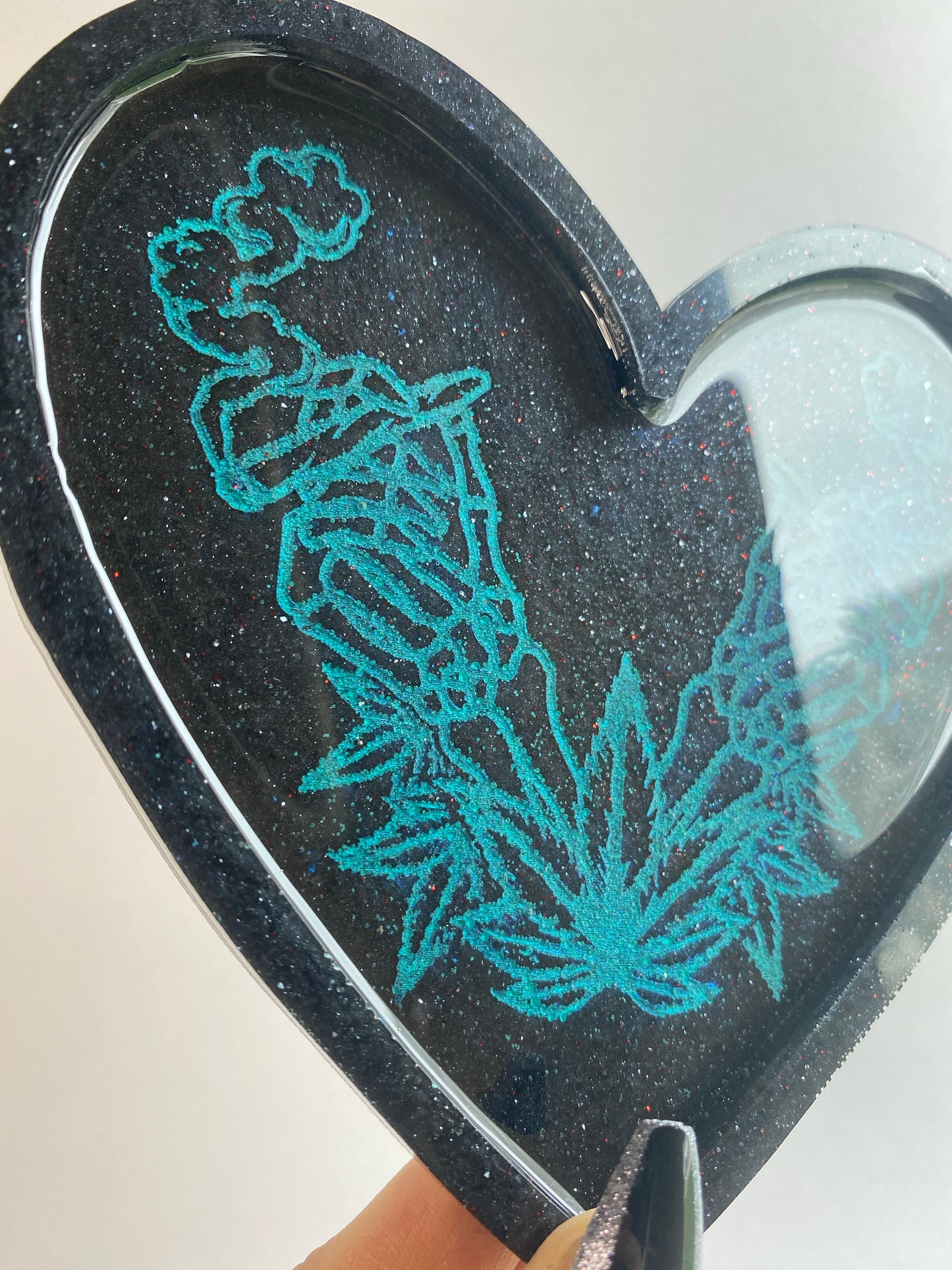 Teal Heart Rolling Tray