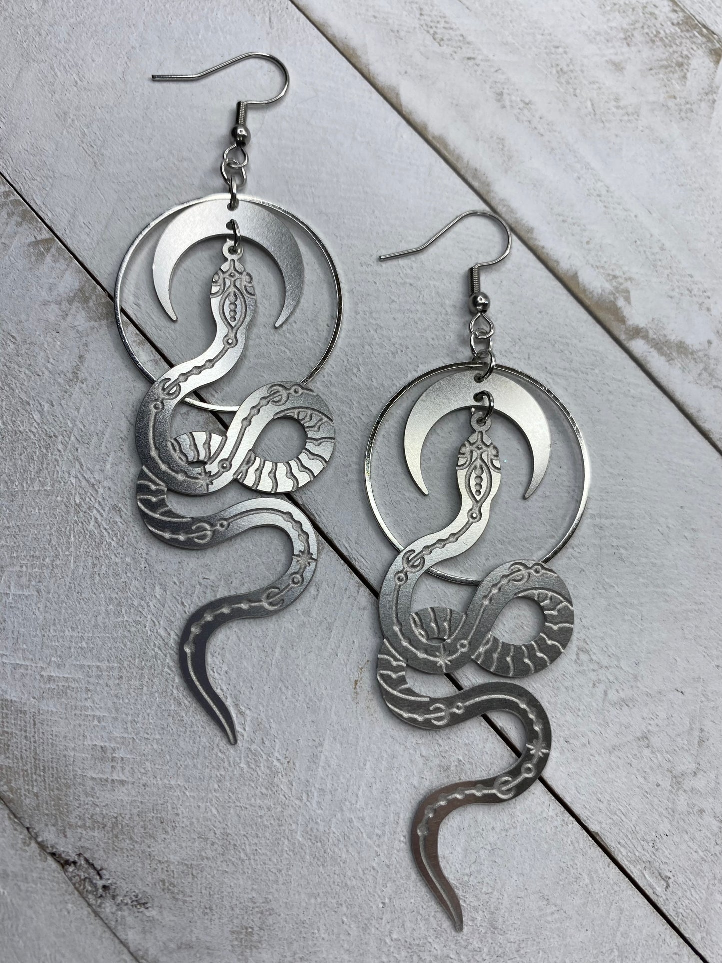 Silver Snake Goddess Earrings