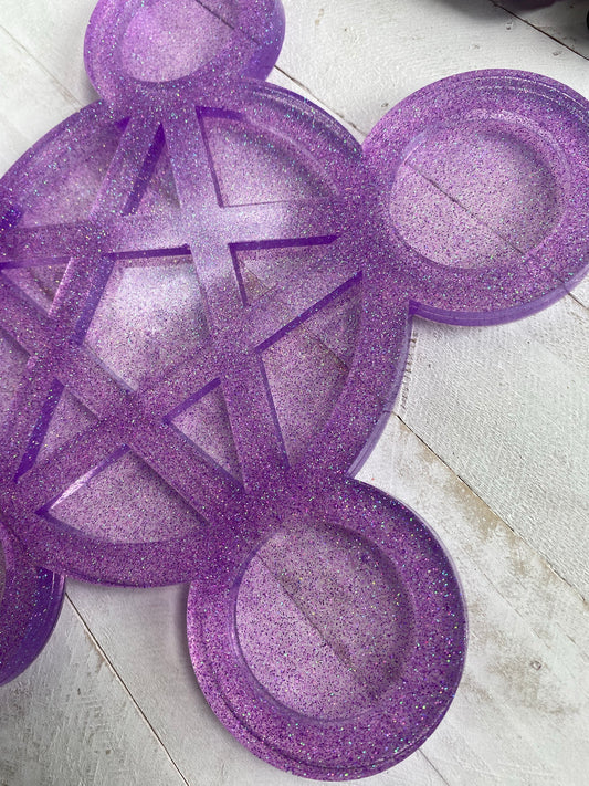 Pentacle Candle Holder - Halo Purple