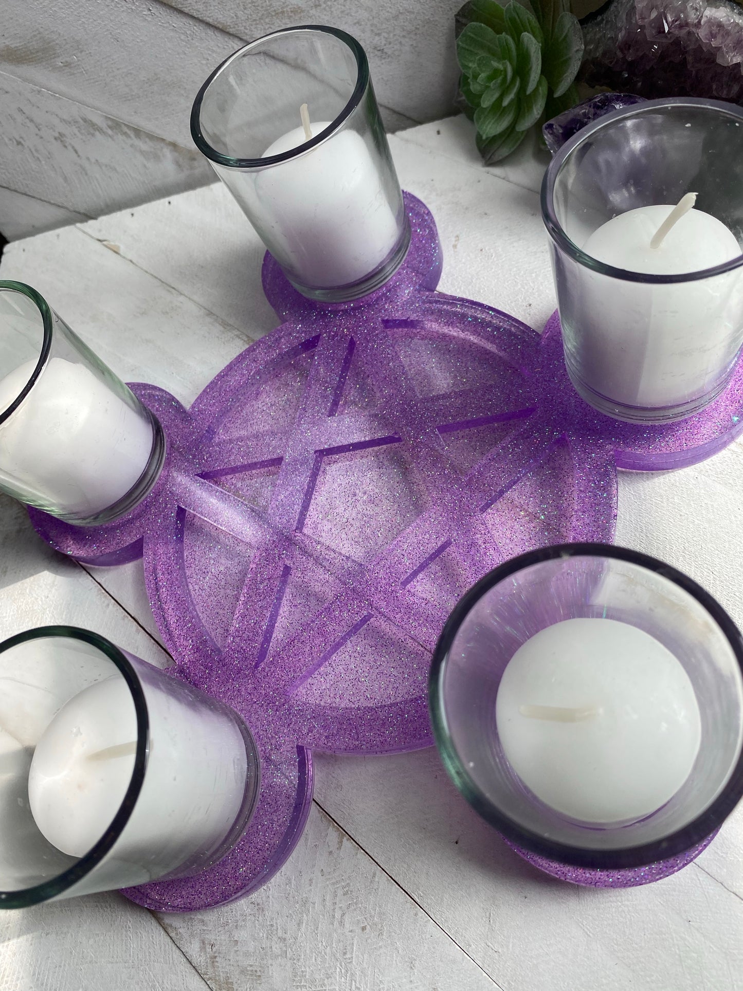 Pentacle Candle Holder - Halo Purple