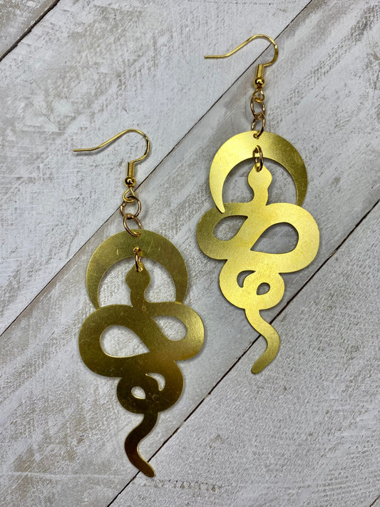 Gold Snake Goddess Earrings