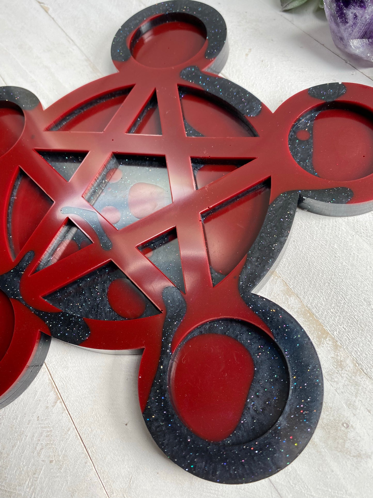 Pentacle Candle Holder - Splattered Stone