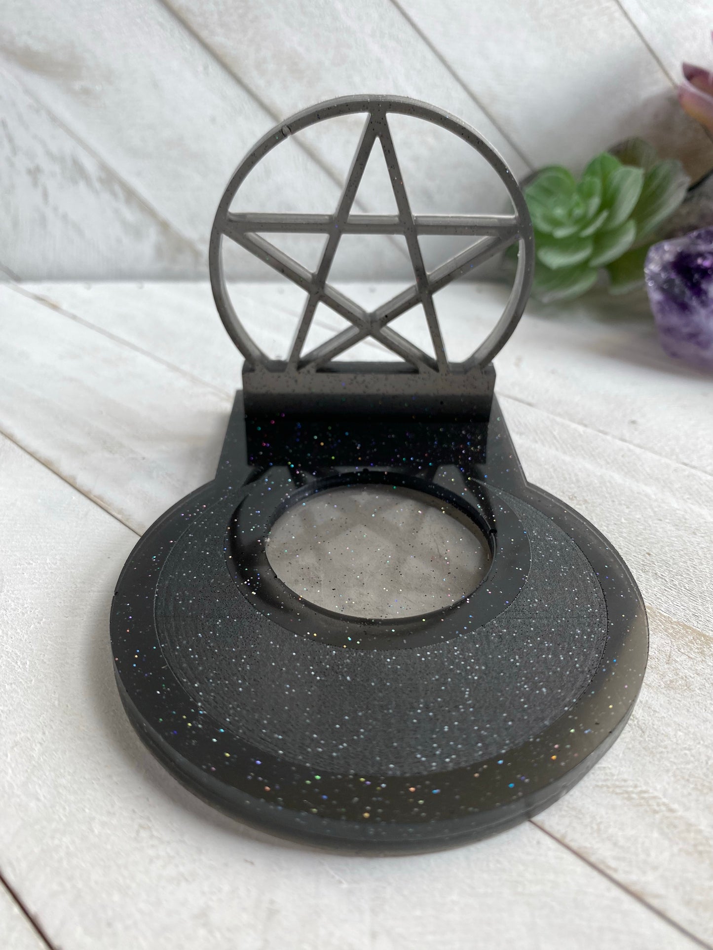 Pentacle Tealight Holder - Halo Black