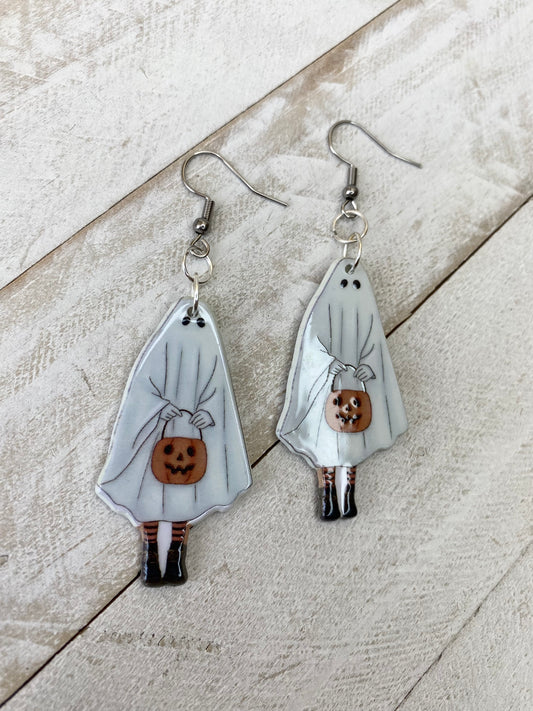 Pumpkin Ghost Earring