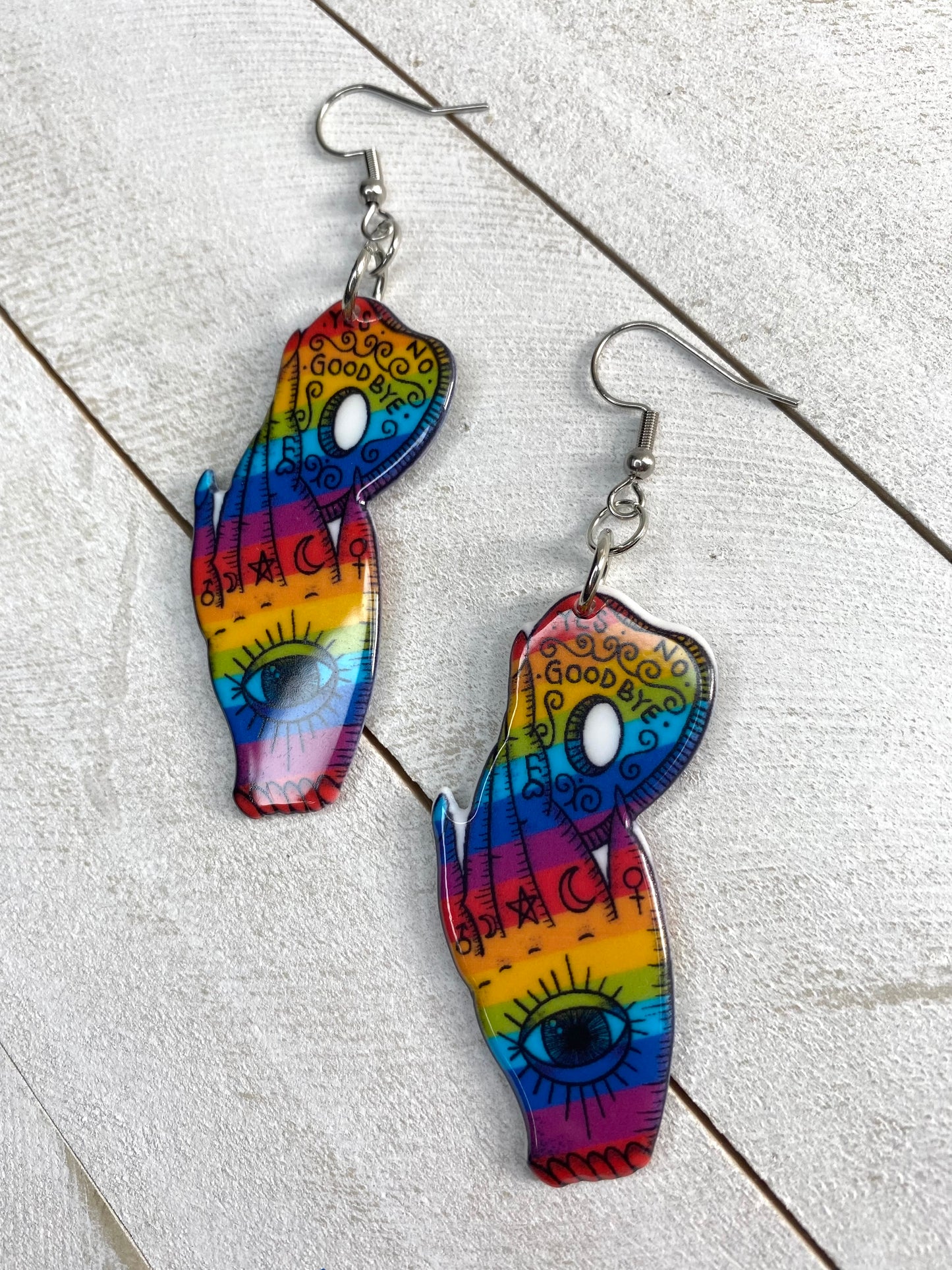 Witchy Hand Earrings - Rainbow