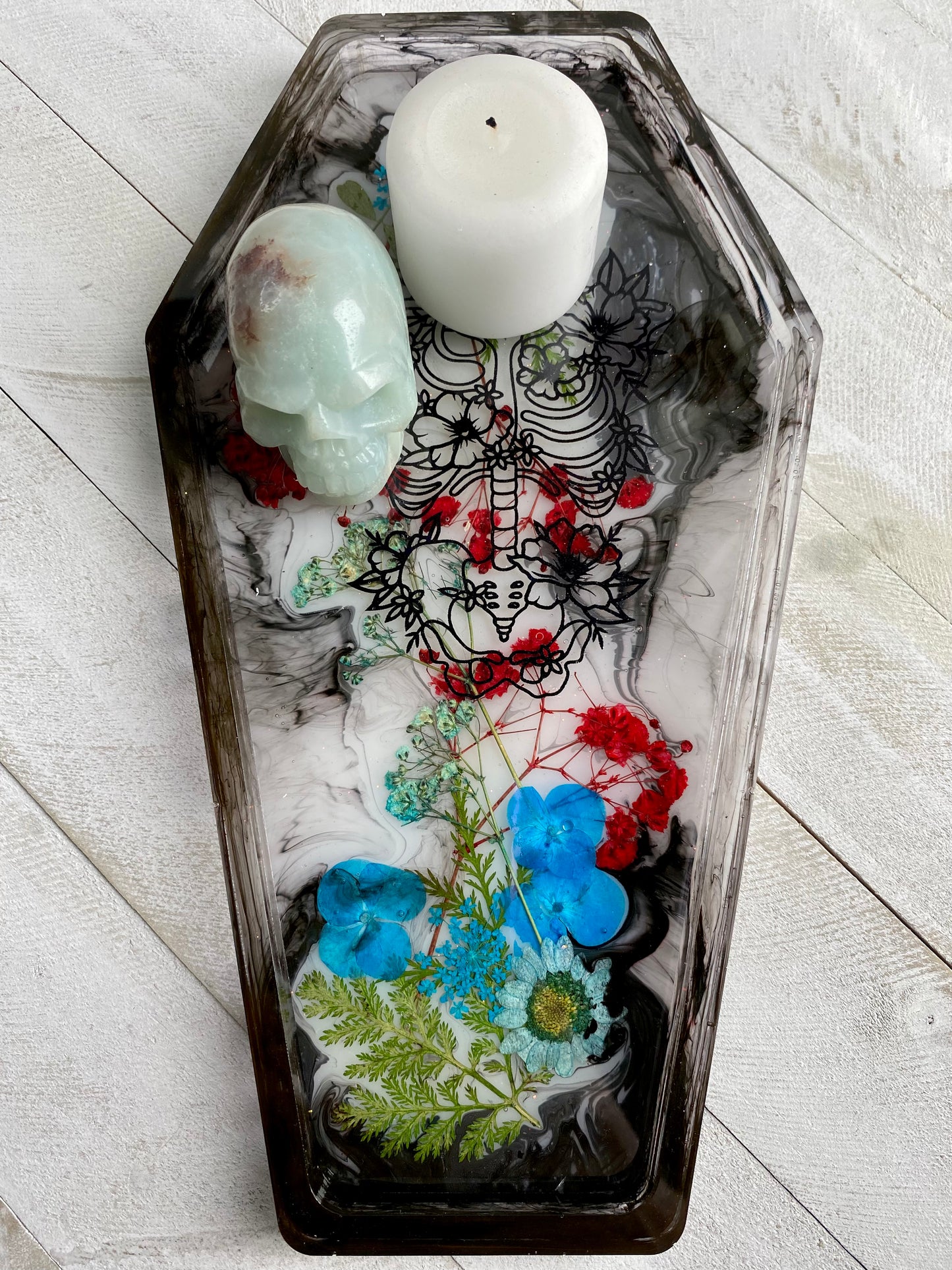 Floral Skeleton Medium Coffin Tray