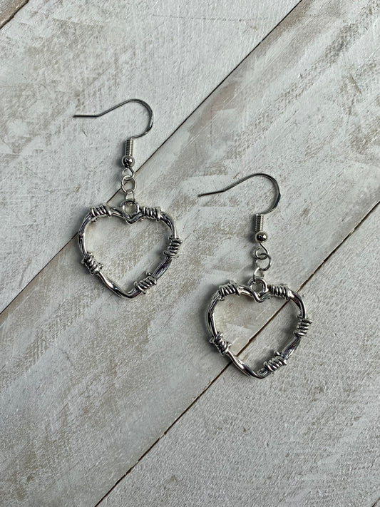 Barbed Wire Heart Earrings