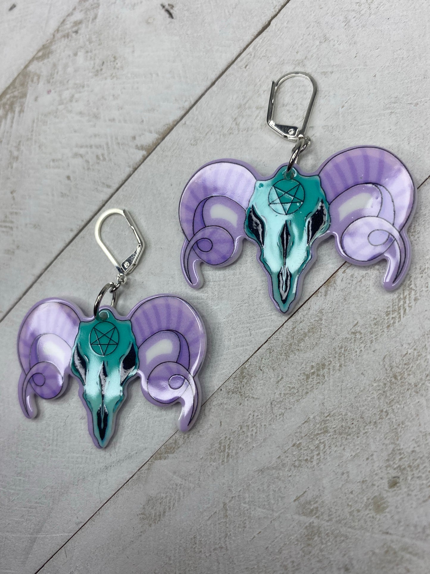 Pastel Ram Skull Earrings