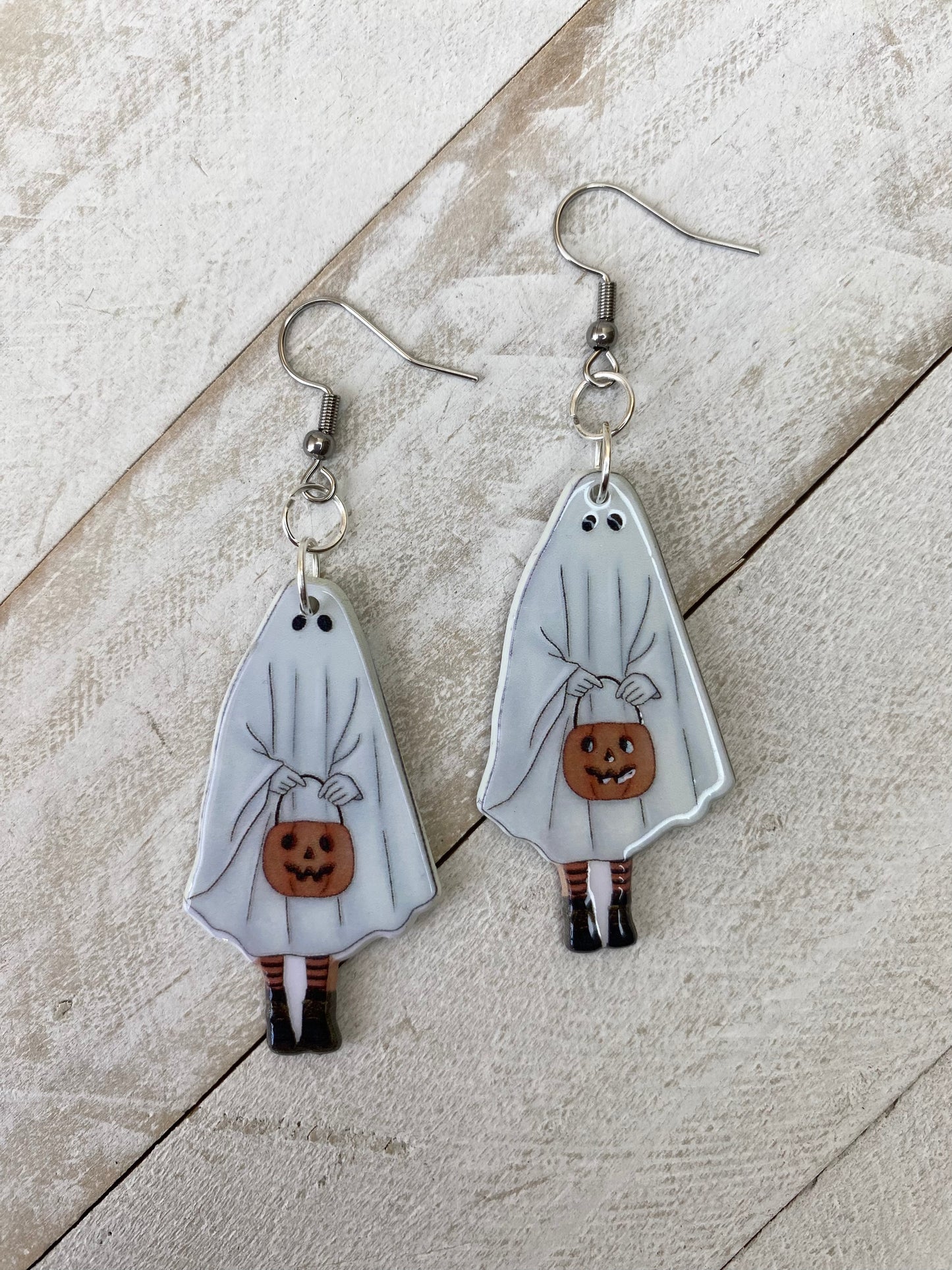 Pumpkin Ghost Earring