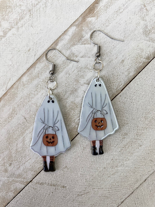 Pumpkin Ghost Earring