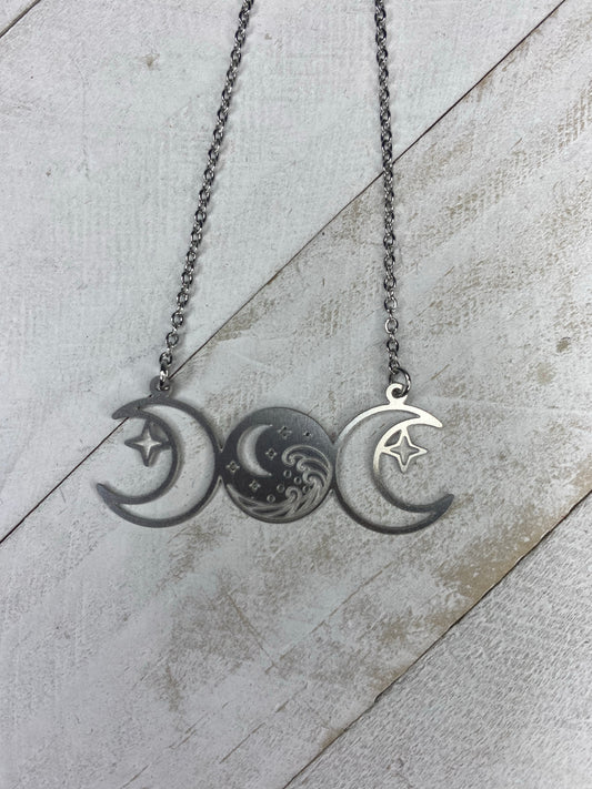 Reversible Triple Moon Necklace