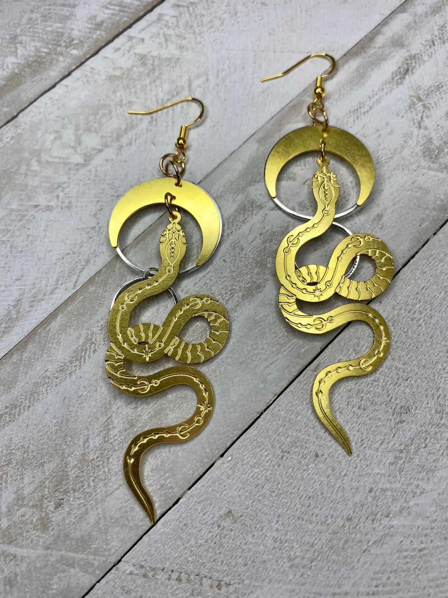 Golden Snake Goddess Earrings