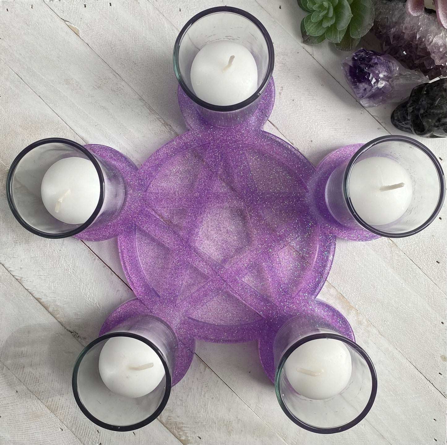 Pentacle Candle Holder - Halo Purple