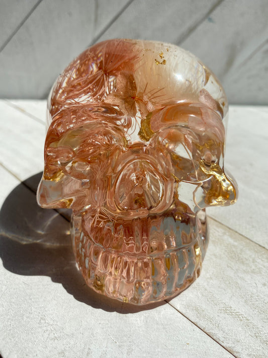 Rose Gold Floral Skull