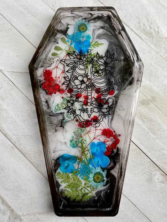 Floral Skeleton Medium Coffin Tray