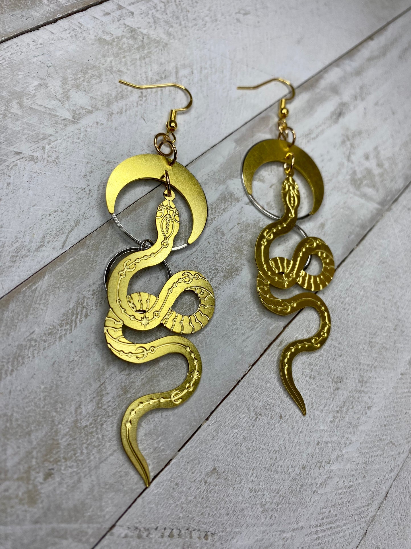 Golden Snake Goddess Earrings