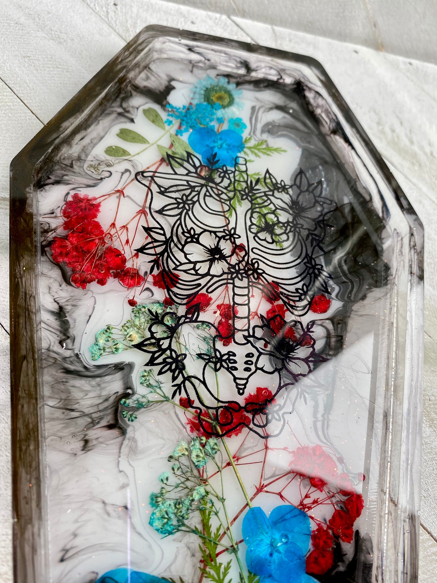 Floral Skeleton Medium Coffin Tray