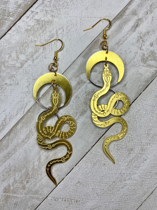 Golden Snake Goddess Earrings